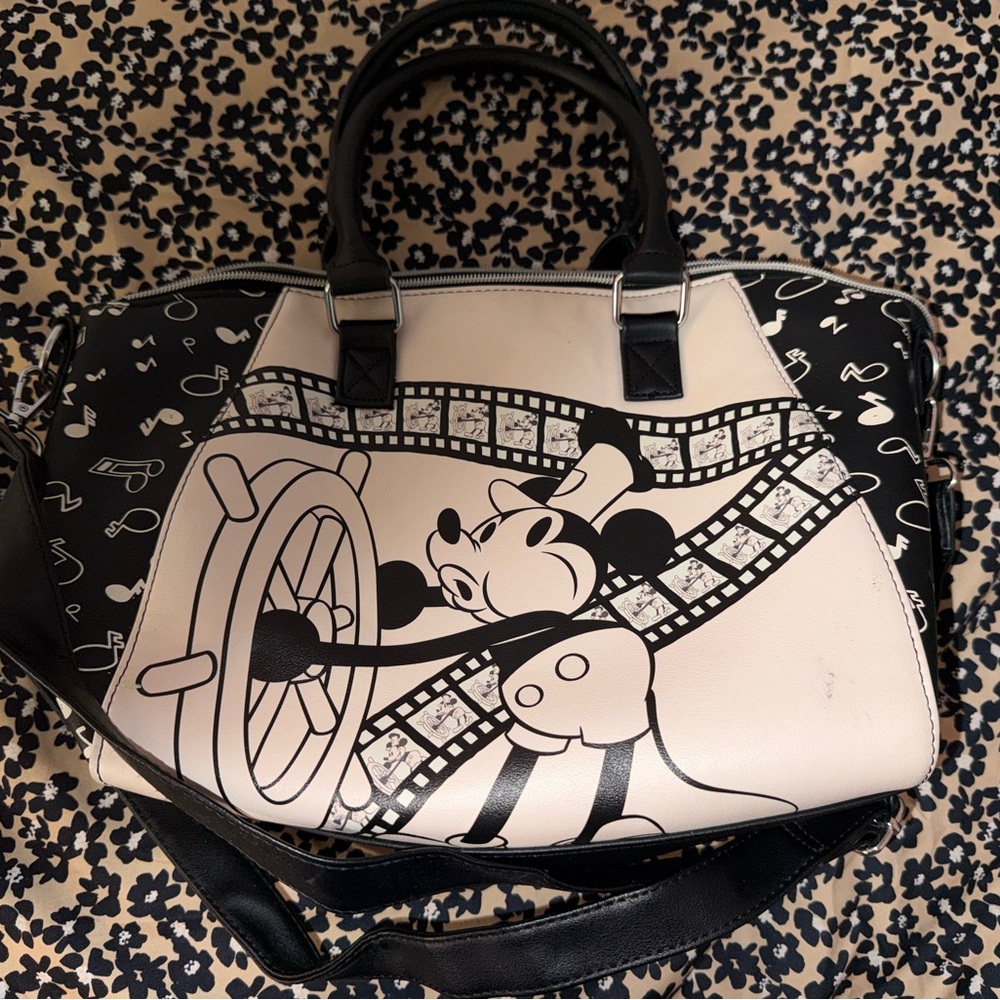 Loungefly Black and White Mickey Mouse Crossbody Bag
